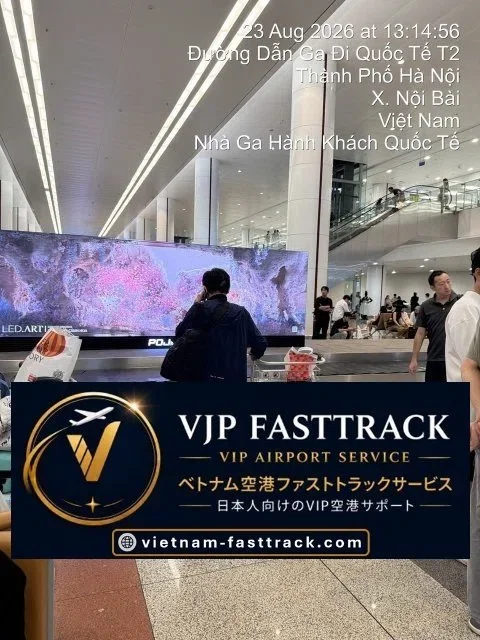 ノイバイ空港で入国ファストトラックの全サービスが完了した後の様子