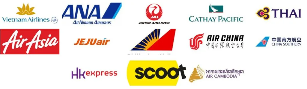 VJP FASTTRACK 対応実績のある航空会社ロゴ一覧